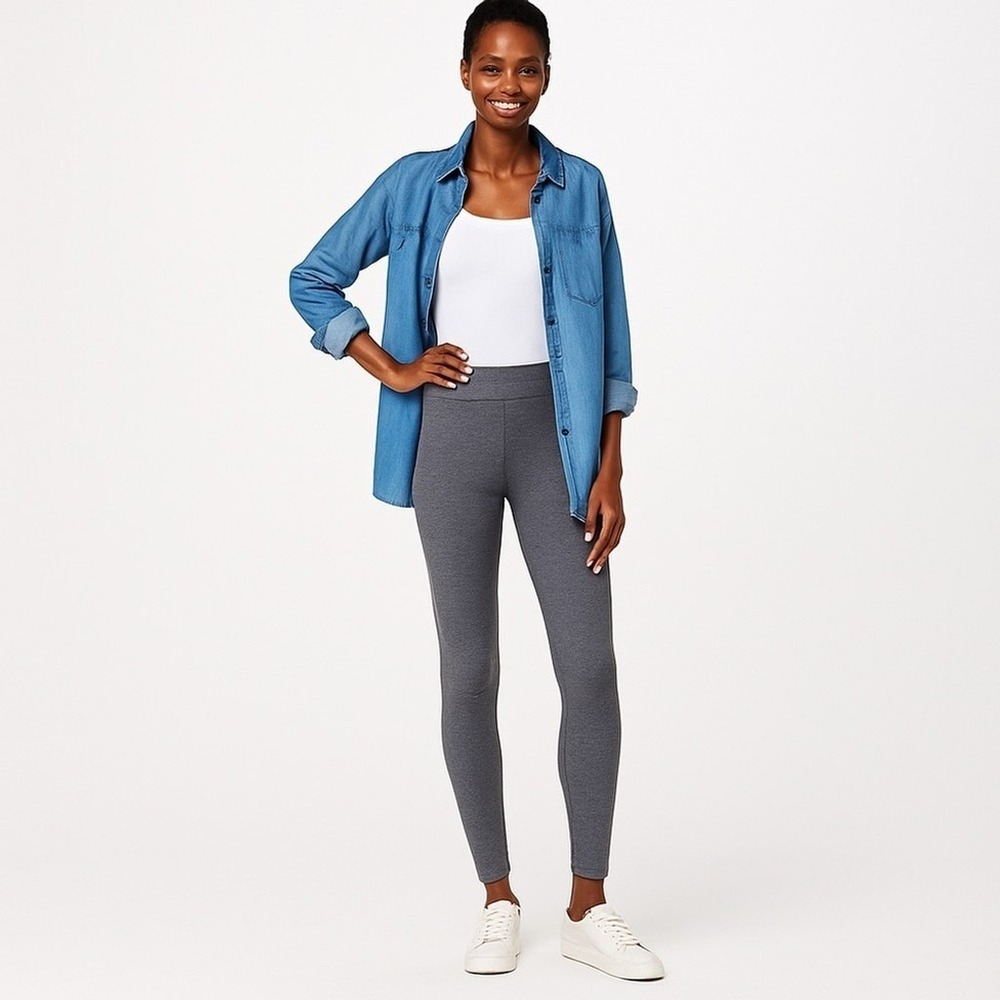 AnyBody Jacquard Smoothing Leggings – M – Heather Gray